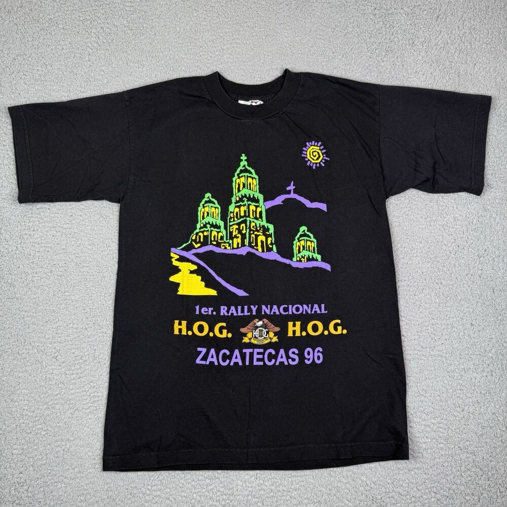 Vtg Harley Owners Group Shirt Mens M Black 1996 Zacatecas Mexico HOG Rally Tee